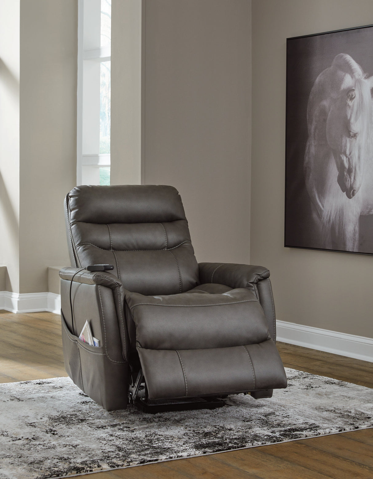 Strawbill Shadow Power Lift Recliner by Ashley at Eve Furniture