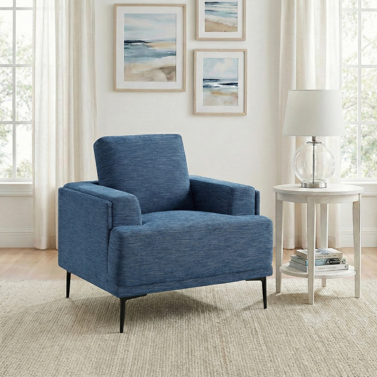 Stride Blue Chenille Chair by Homelegance at Eve Furniture