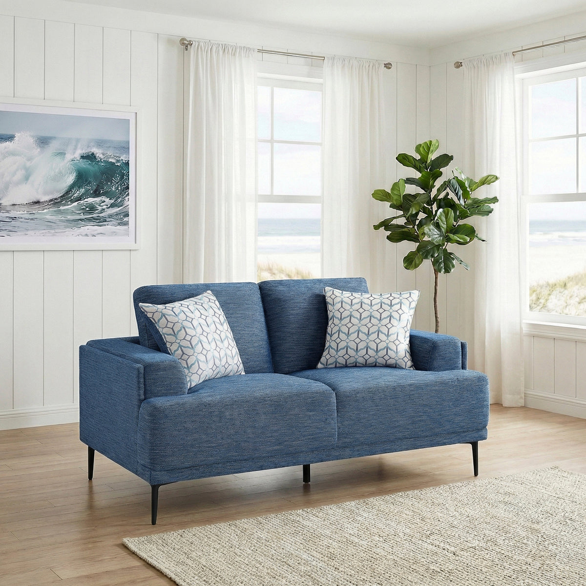 Stride Blue Chenille Loveseat by Homelegance at Eve Furniture