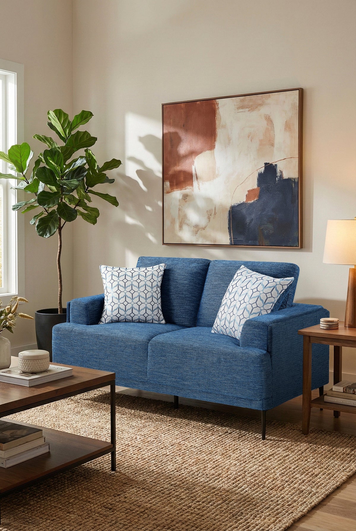 Stride Blue Chenille Loveseat by Homelegance at Eve Furniture