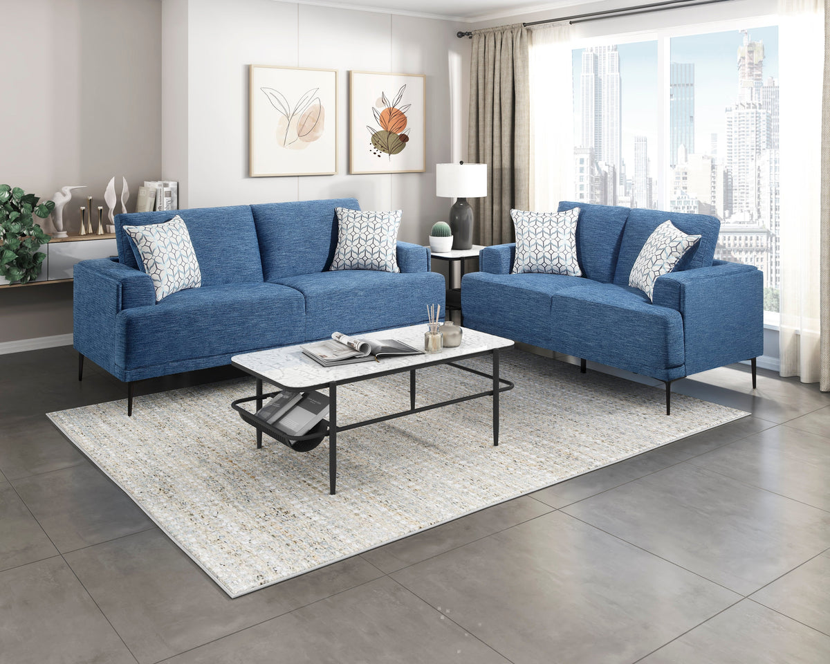 Stride Blue Chenille Loveseat by Homelegance at Eve Furniture