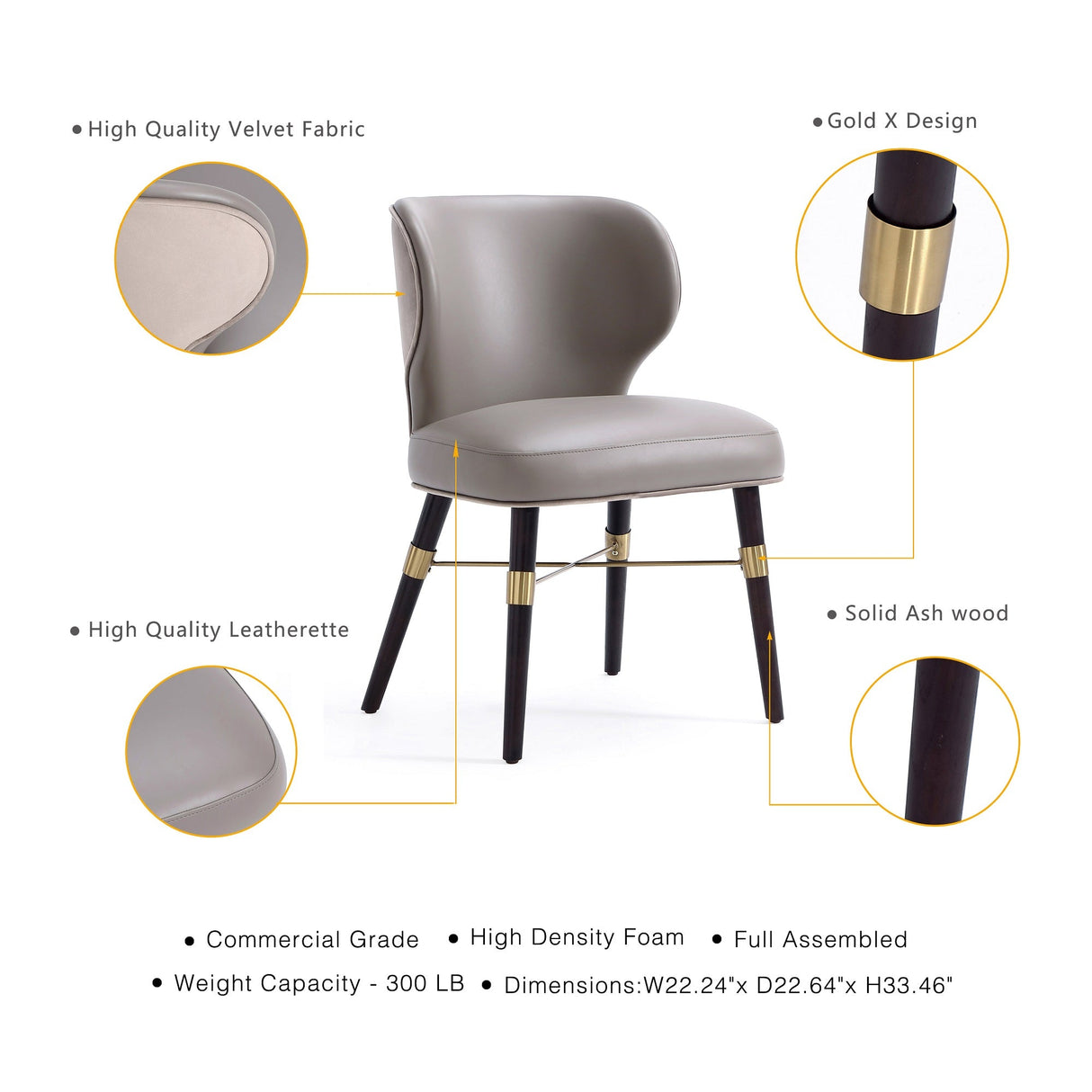 Strine Dining Chair in Dark Taupe (set of 2) by Manhattan Comfort at Eve Furniture