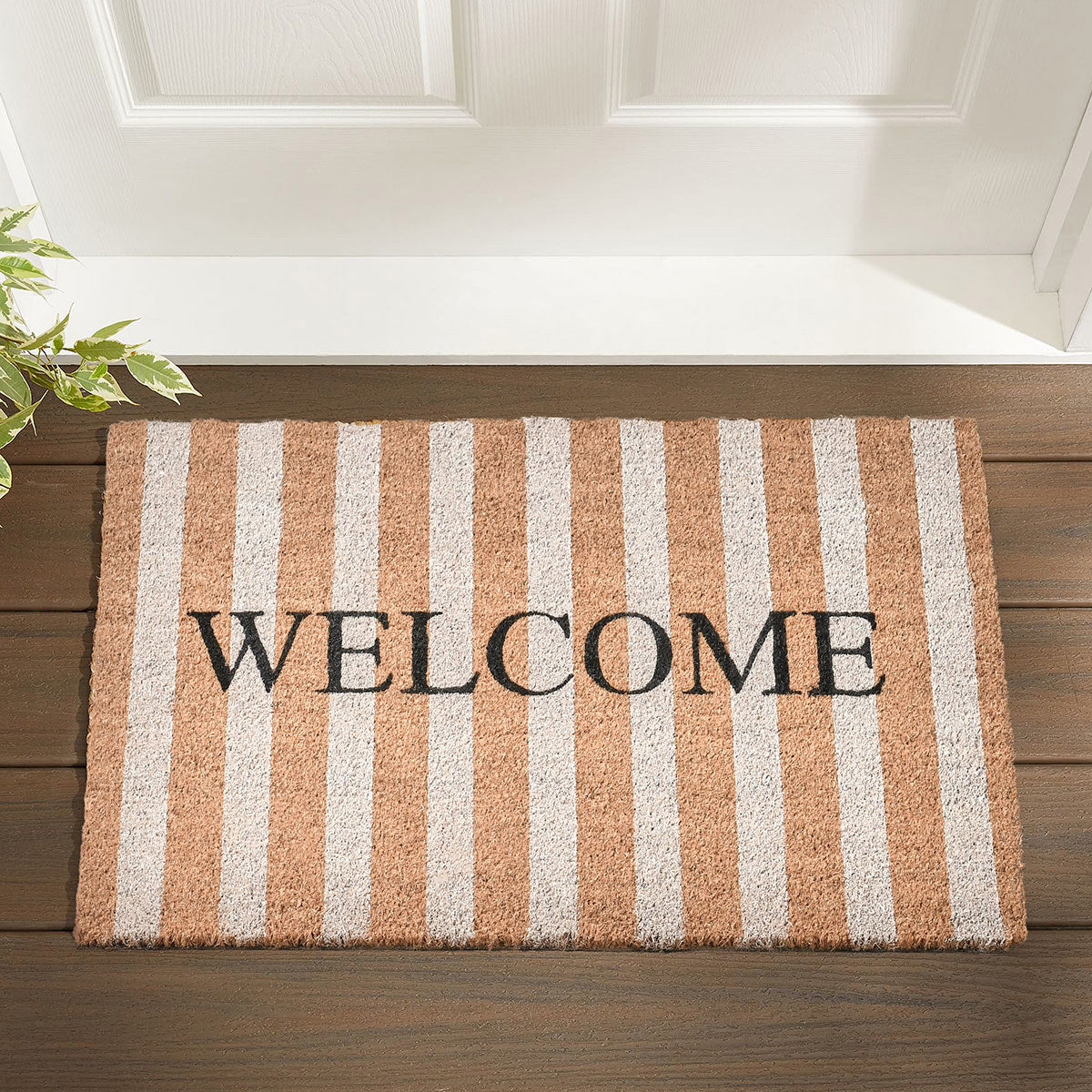 Striped Natural 24x36 Doormat by Classic Home at Eve Furniture
