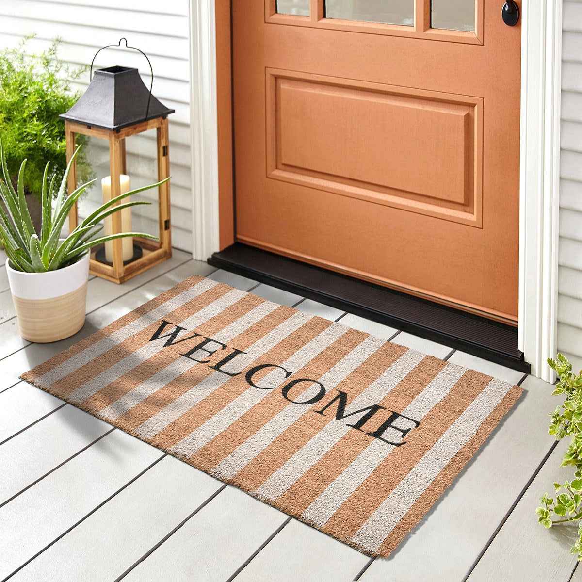 Striped Natural 24x36 Doormat by Classic Home at Eve Furniture