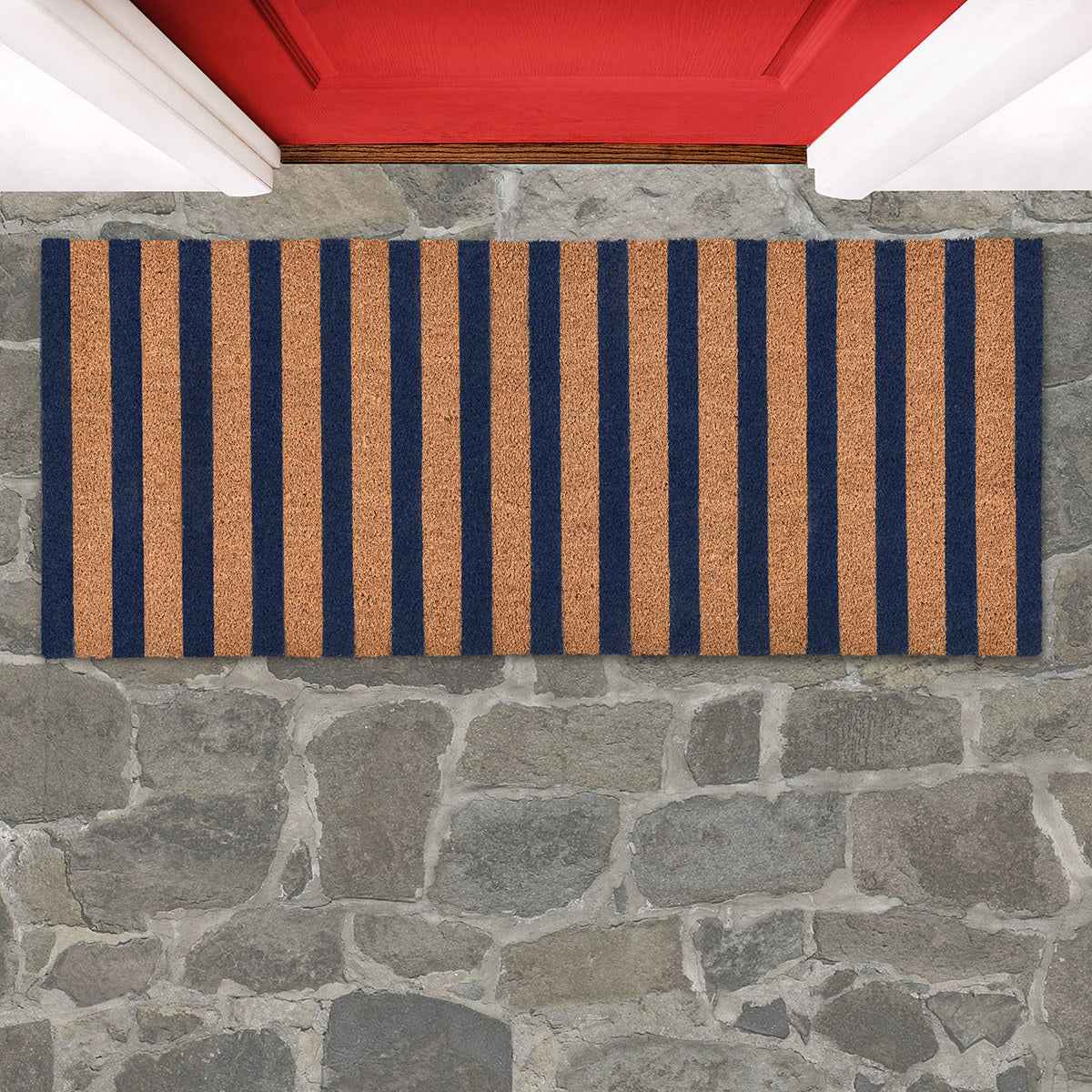 Striped Navy/Natural 24x57 Doormat by Classic Home at Eve Furniture