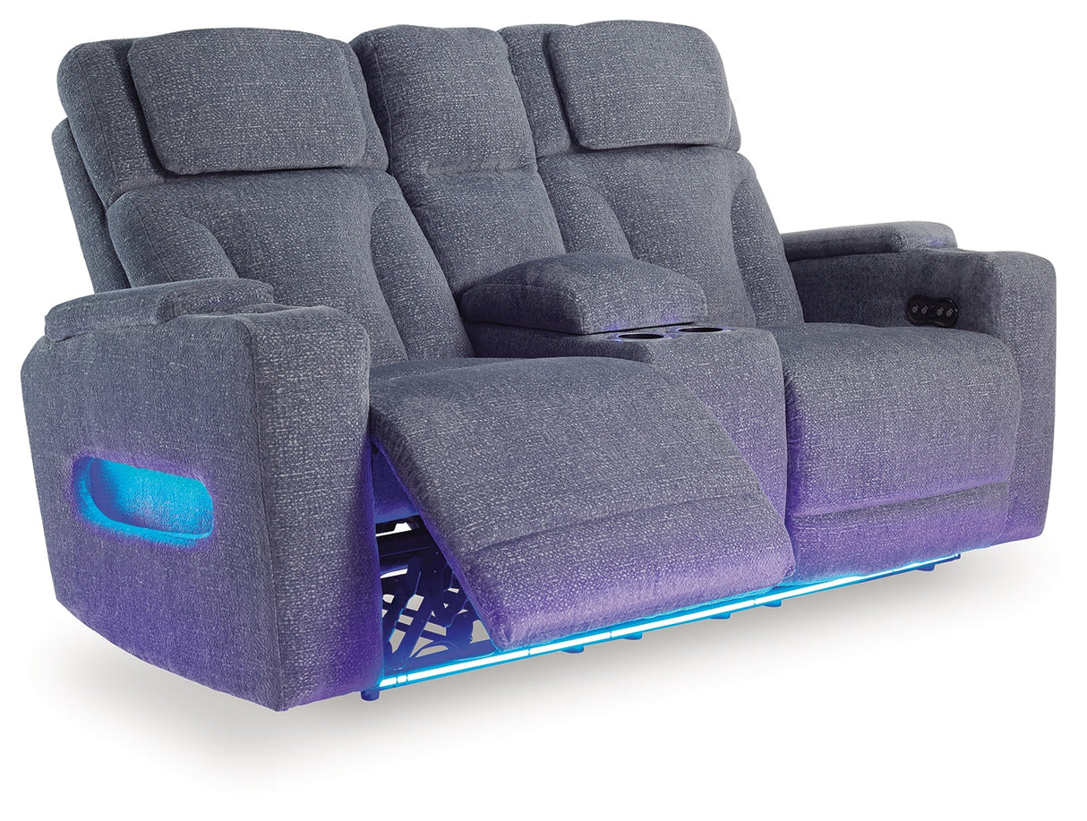Studio Cave Steel Power Reclining Sofa and Loveseat by Ashley at Eve Furniture