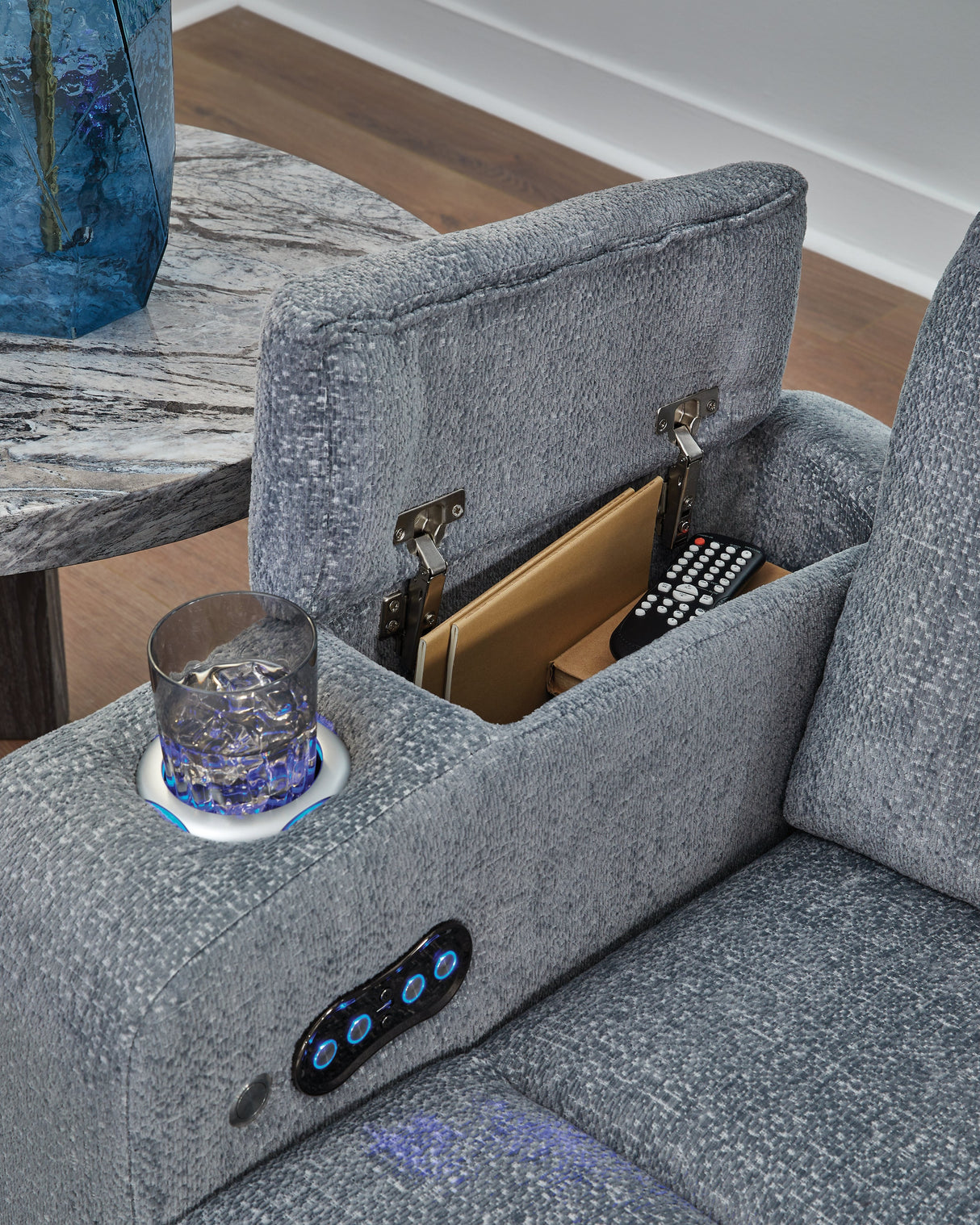 Studio Cave Steel Power Reclining Sofa by Ashley at Eve Furniture