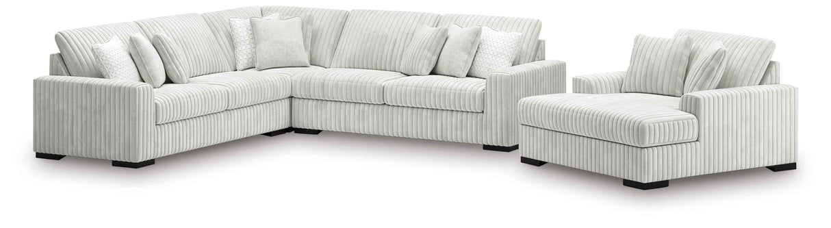 Stupendous Alloy 3-Piece Sectional and Oversized Chaise by Ashley at Eve Furniture