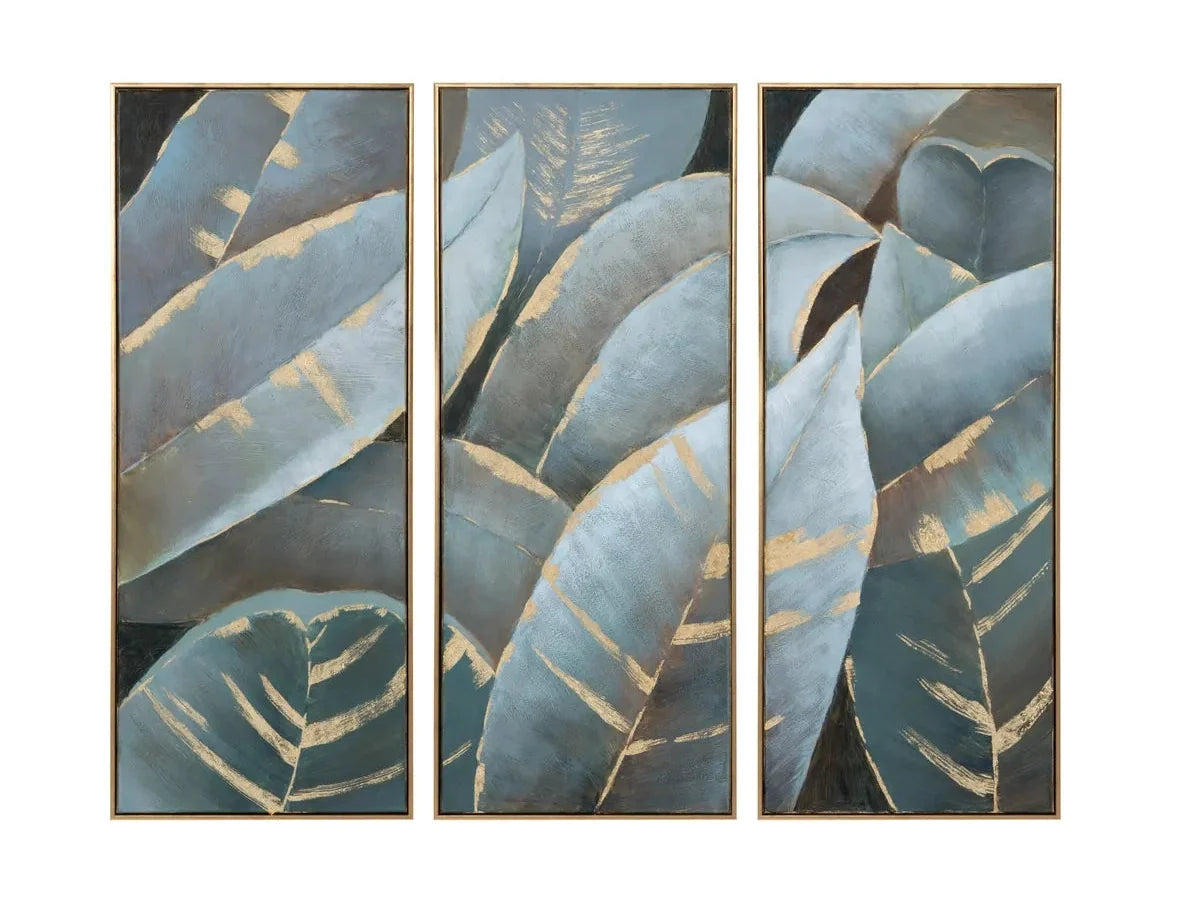 Stylized Palms Blue/Gold Canvas by Crestview at Eve Furniture
