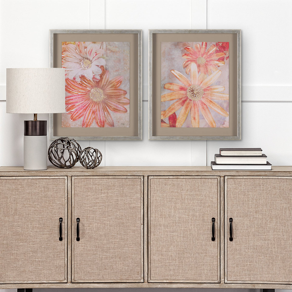 Subtle Florals I by Mercana Studio a Hand Embelished Textured Framed Art Print Matted under Glass by Mercana at Eve Furniture