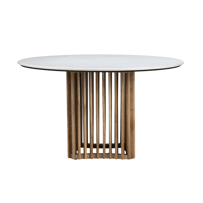 Sullivan Brown/White Round Marble Dining Table by Crestview at Eve Furniture