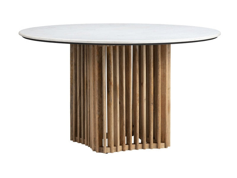 Sullivan Brown/White Round Marble Dining Table by Crestview at Eve Furniture