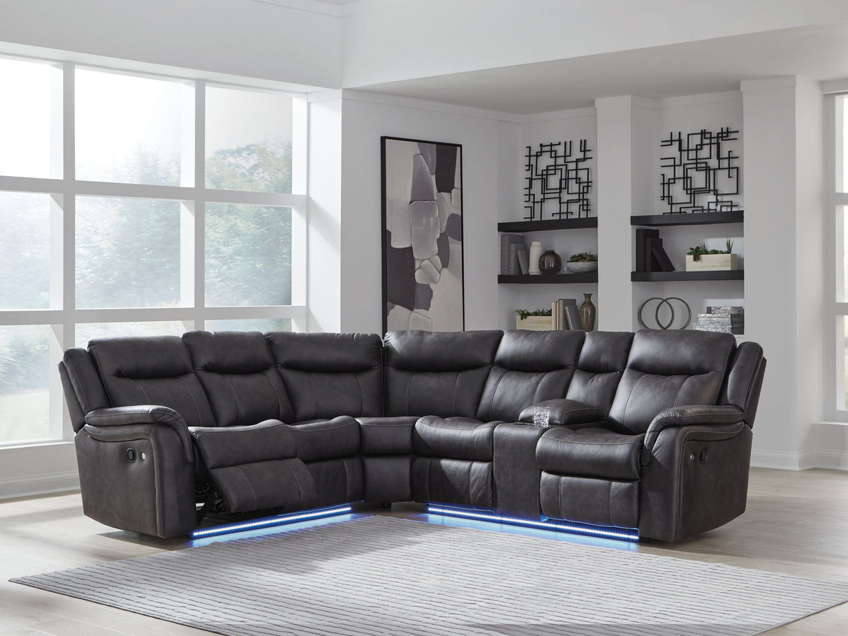 Sultan Meadow Carbon 2-Piece Manual Reclining Sectional by Ashley at Eve Furniture