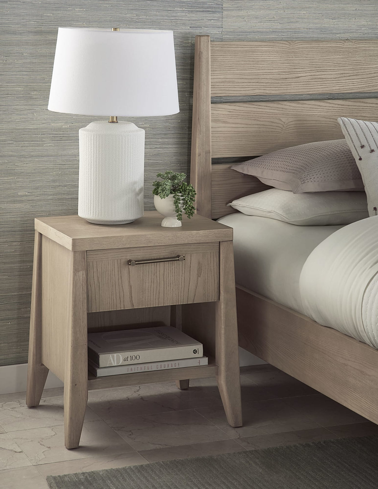 Sumire Ginger One Drawer One Shelf Ash Wood Nightstand by Modus Furniture at Eve Furniture