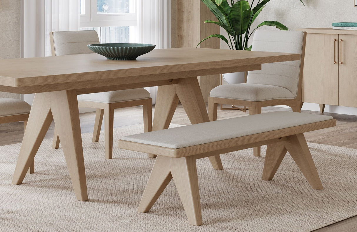 Sumire Upholstered Bench in Ginger and Natural Linen by Modus Furniture at Eve Furniture