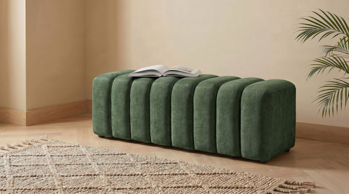 Summer Green Chenille Upholstered Channel Accent Bench by Coaster at Eve Furniture