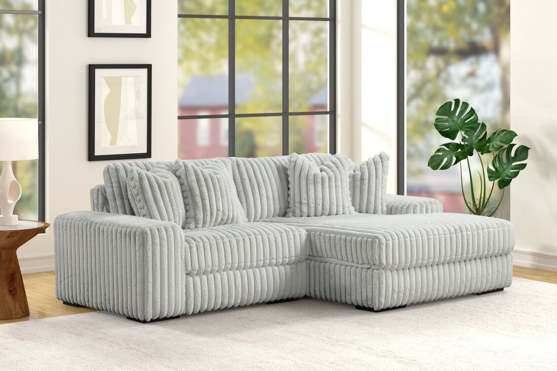 Sunday Gray 2-Piece Right Arm Facing (RAF) Sectional by Happy Homes at Eve Furniture