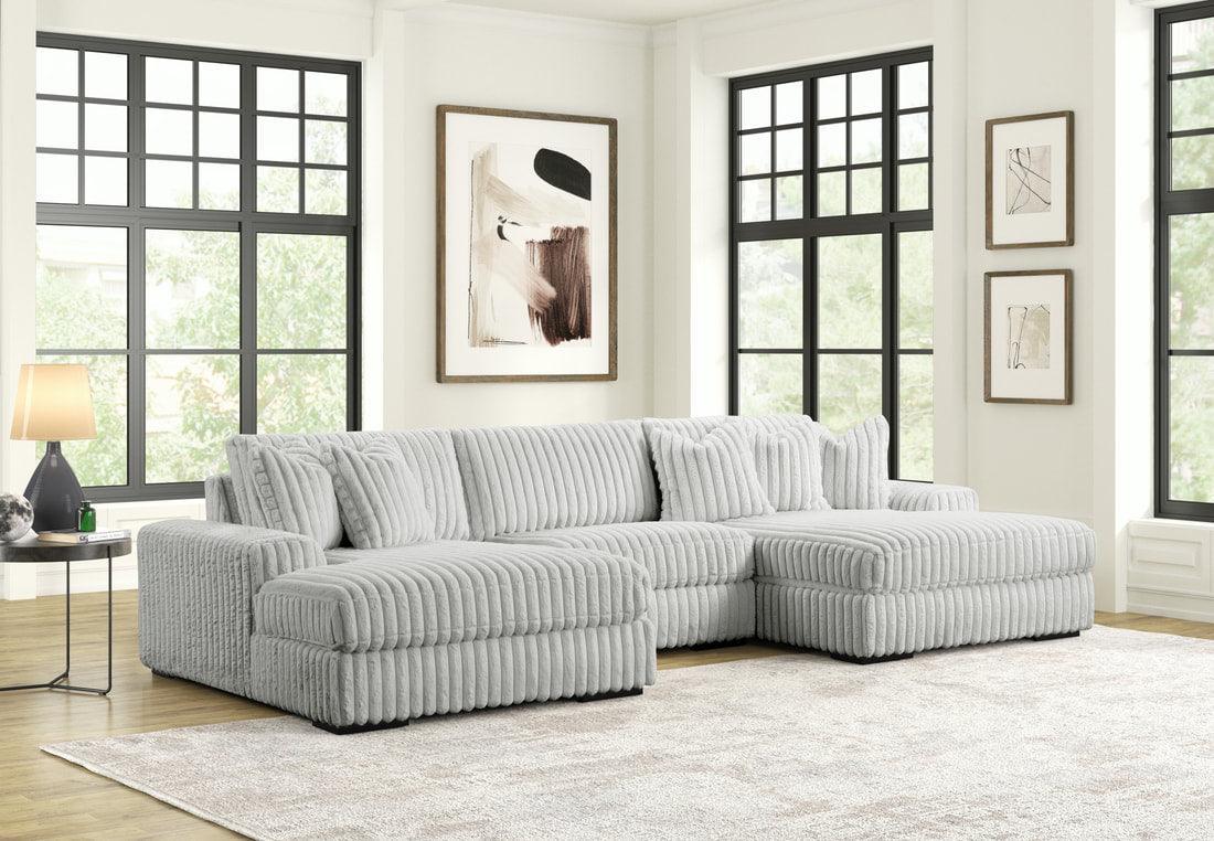 Sunday XL Gray 3-Piece Double Chaise Sectional by Happy Homes at Eve Furniture