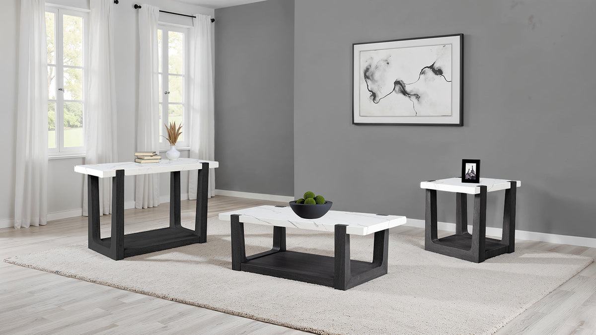 Sundbry White/Black End Table