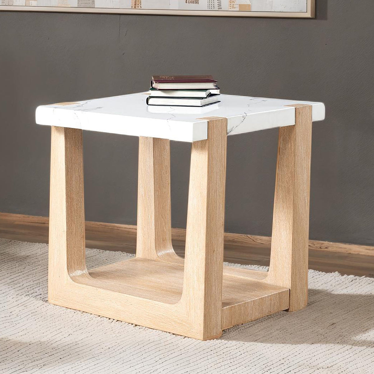 Sundbry White/Natural End Table