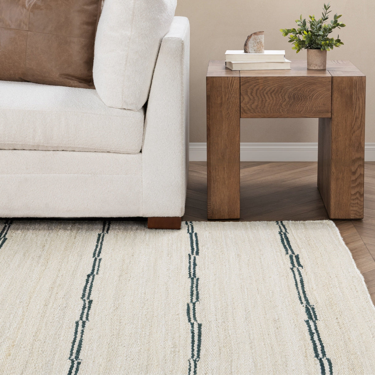 Sunderland Jute Ivory/Dark Blue Stripe Rug by Classic Home at Eve Furniture