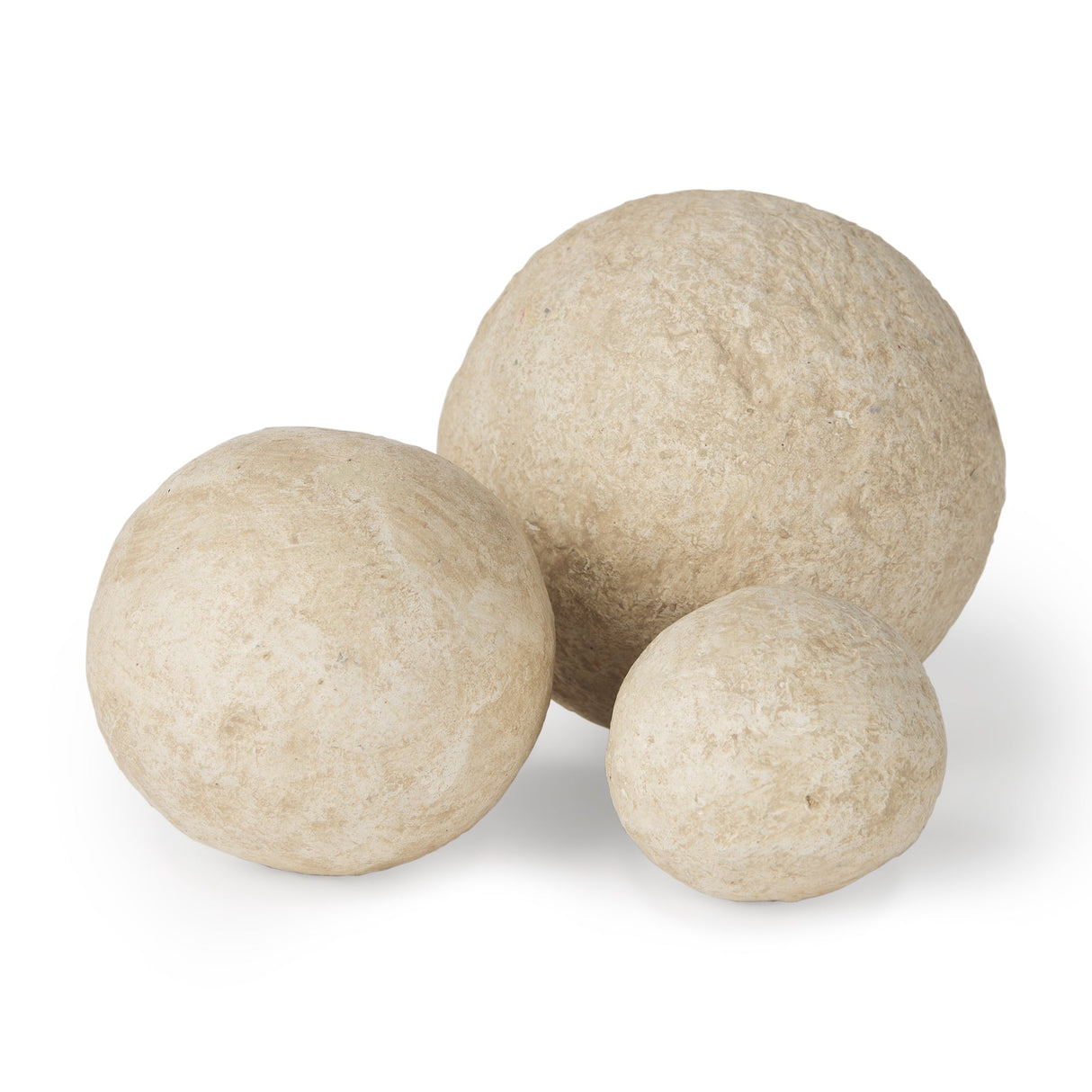 Sunita Set of 3 Beige Paper Mache Orbs by Mercana at Eve Furniture