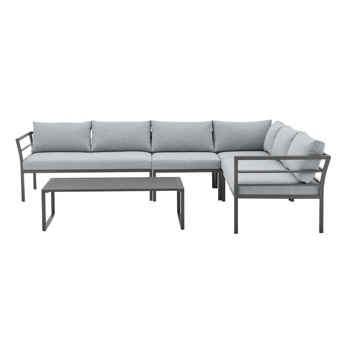 Sunnyside Corner Patio Conversation Set with Table in Grey on Grey by Manhattan Comfort at Eve Furniture