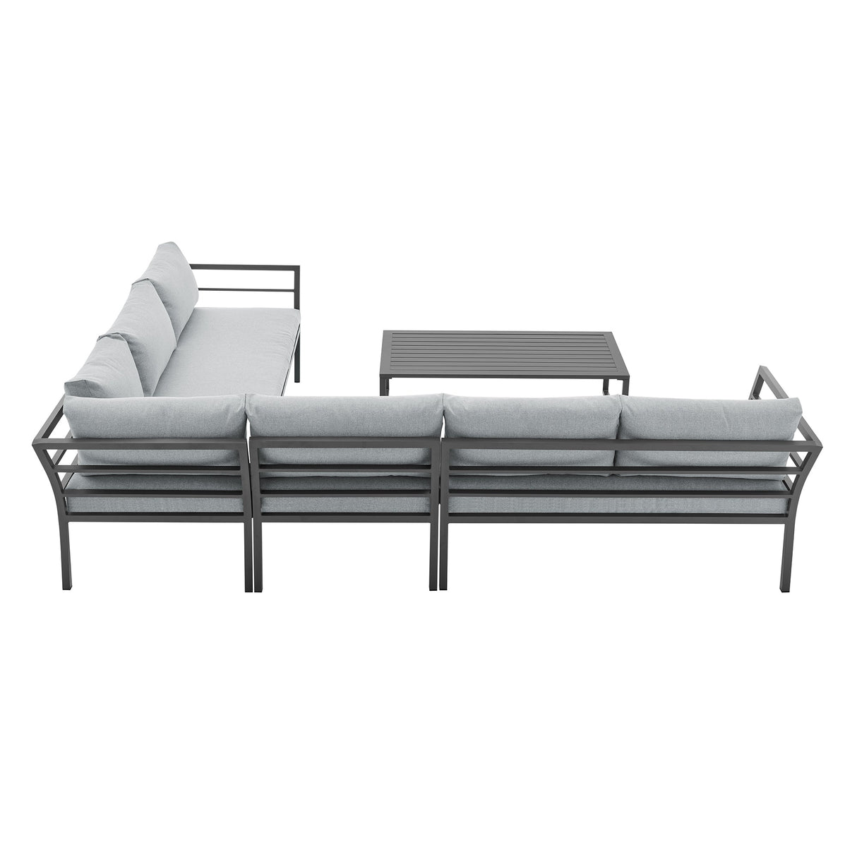 Sunnyside Corner Patio Conversation Set with Table in Grey on Grey by Manhattan Comfort at Eve Furniture