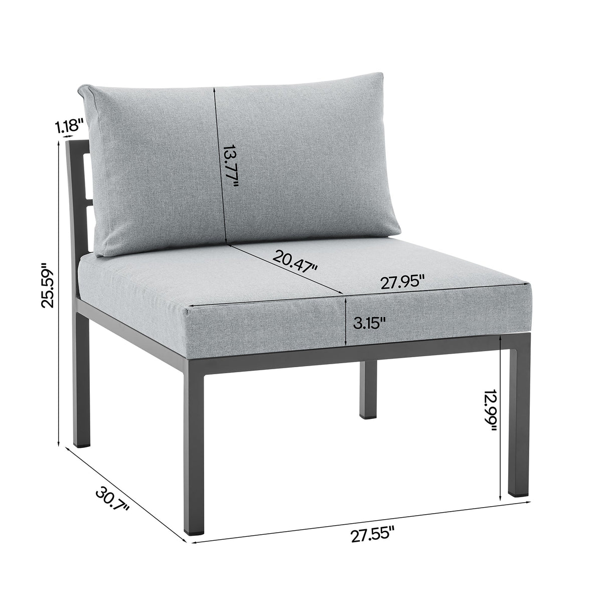 Sunnyside Corner Patio Conversation Set with Table in Grey on Grey by Manhattan Comfort at Eve Furniture