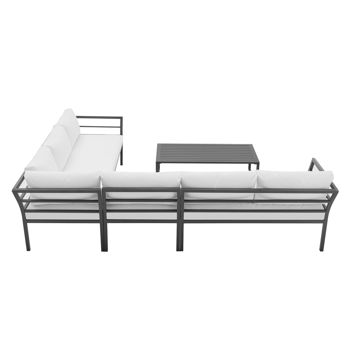 Sunnyside Corner Patio Conversation Set with Table in Grey on White by Manhattan Comfort at Eve Furniture