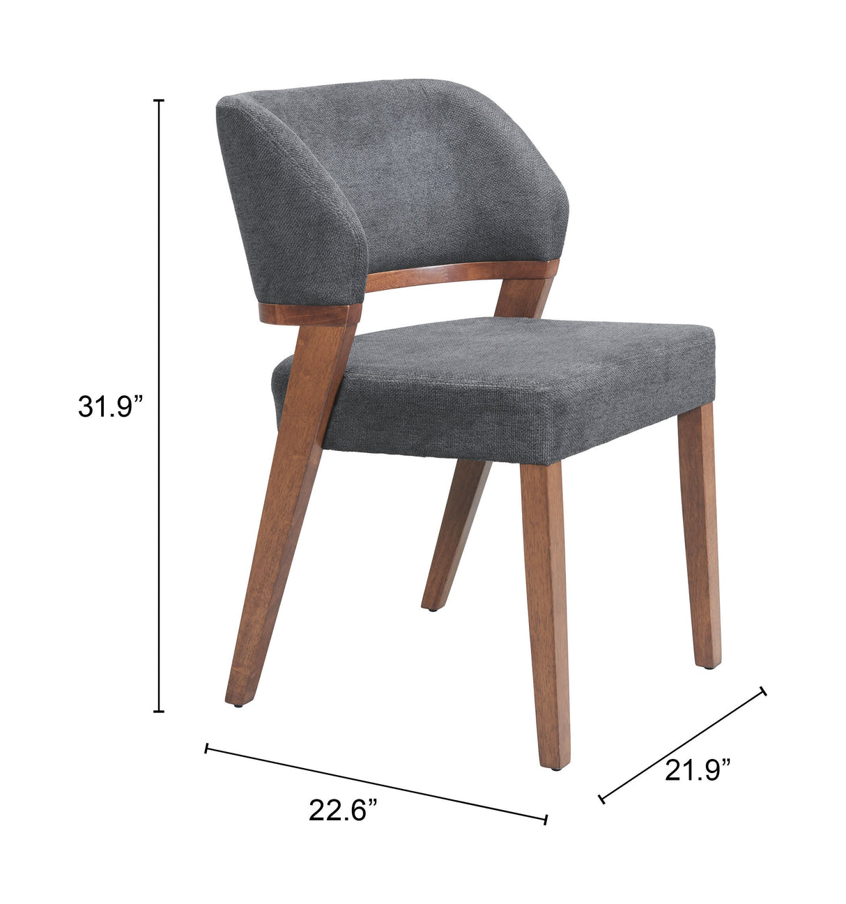 Sunobu Azure Gray & Walnut Dining Chair (Set of 2) by Zuomod at Eve Furniture