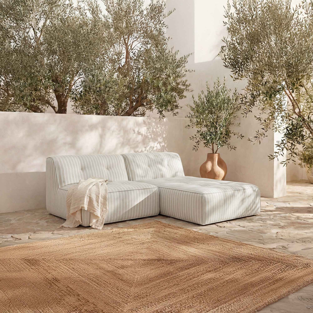 Sunseeker Brown Stripe 2 Piece Outdoor Nook by Moe's Home at Eve Furniture