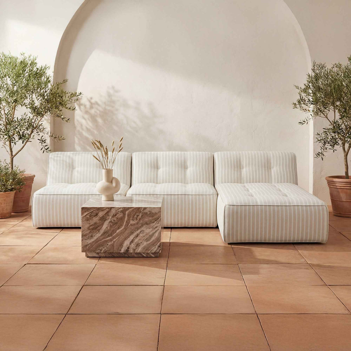 Sunseeker Brown Stripe Outdoor Chaise by Moe's Home at Eve Furniture