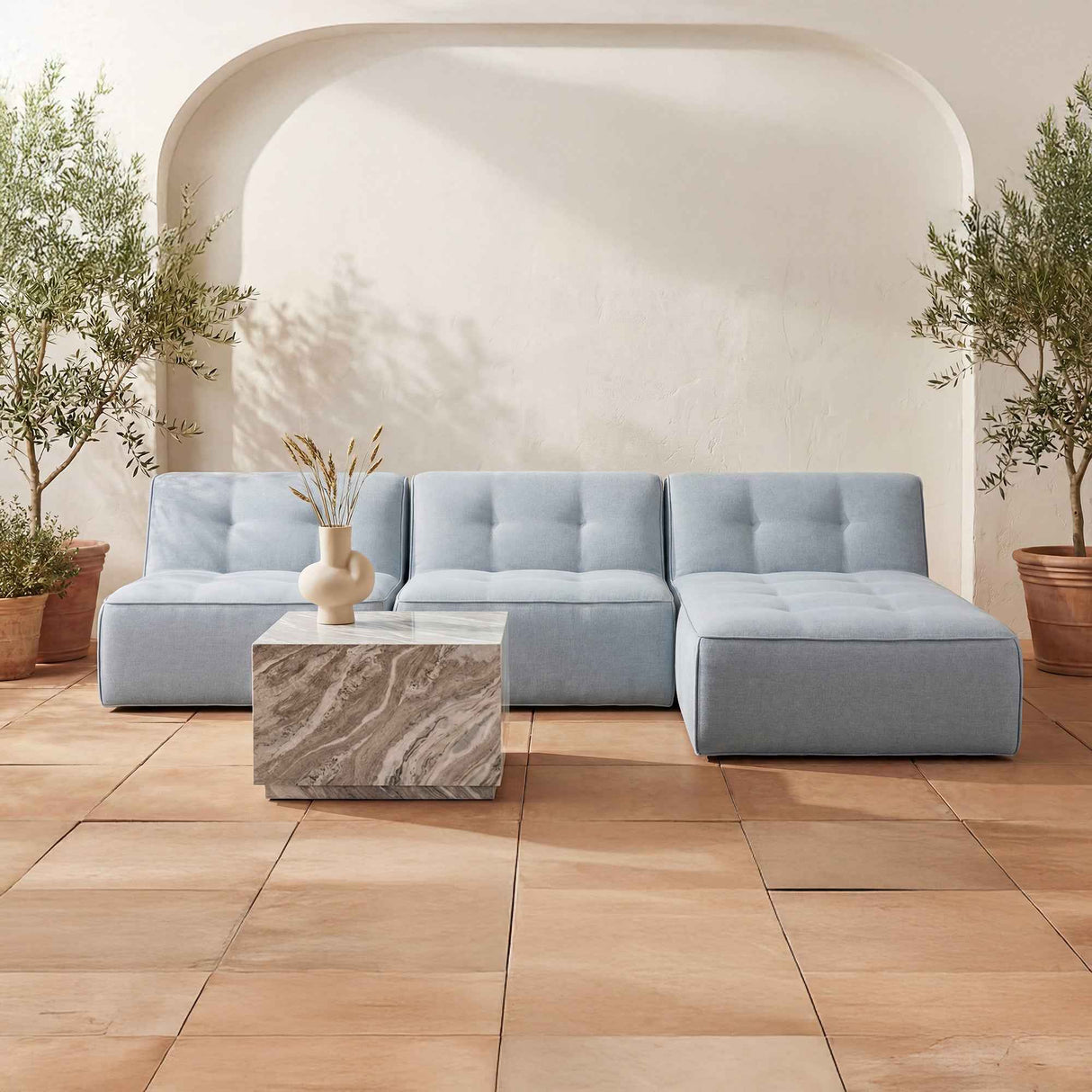 Sunseeker Light Blue Outdoor Chaise by Moe's Home at Eve Furniture