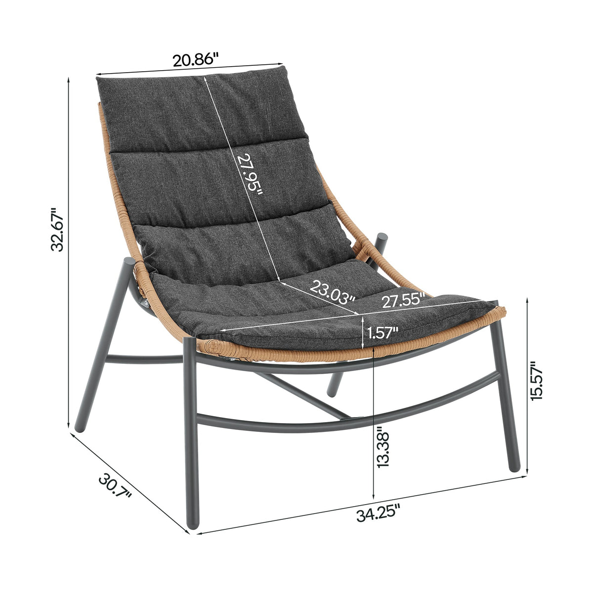 Sunset 3-Piece Patio Conversation Set in Grey by Manhattan Comfort at Eve Furniture