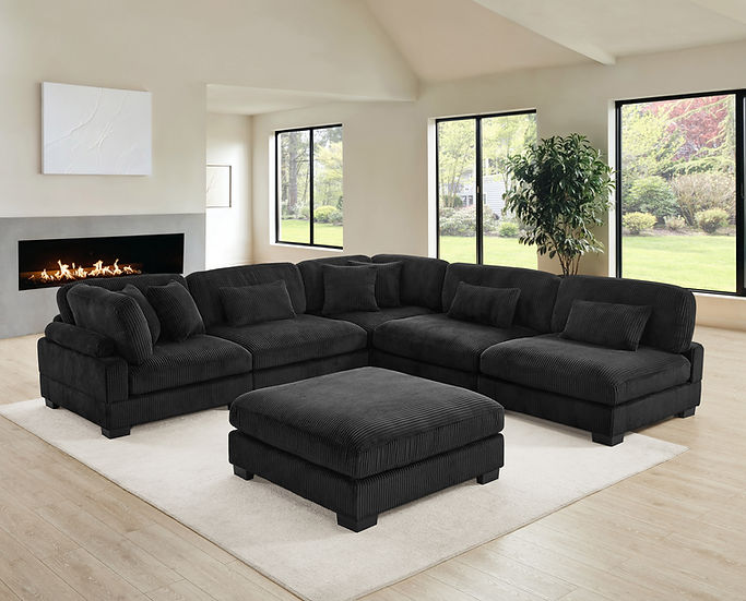 Supreme Black 6-Piece Modular Sectional by New Era Innovations at Eve Furniture