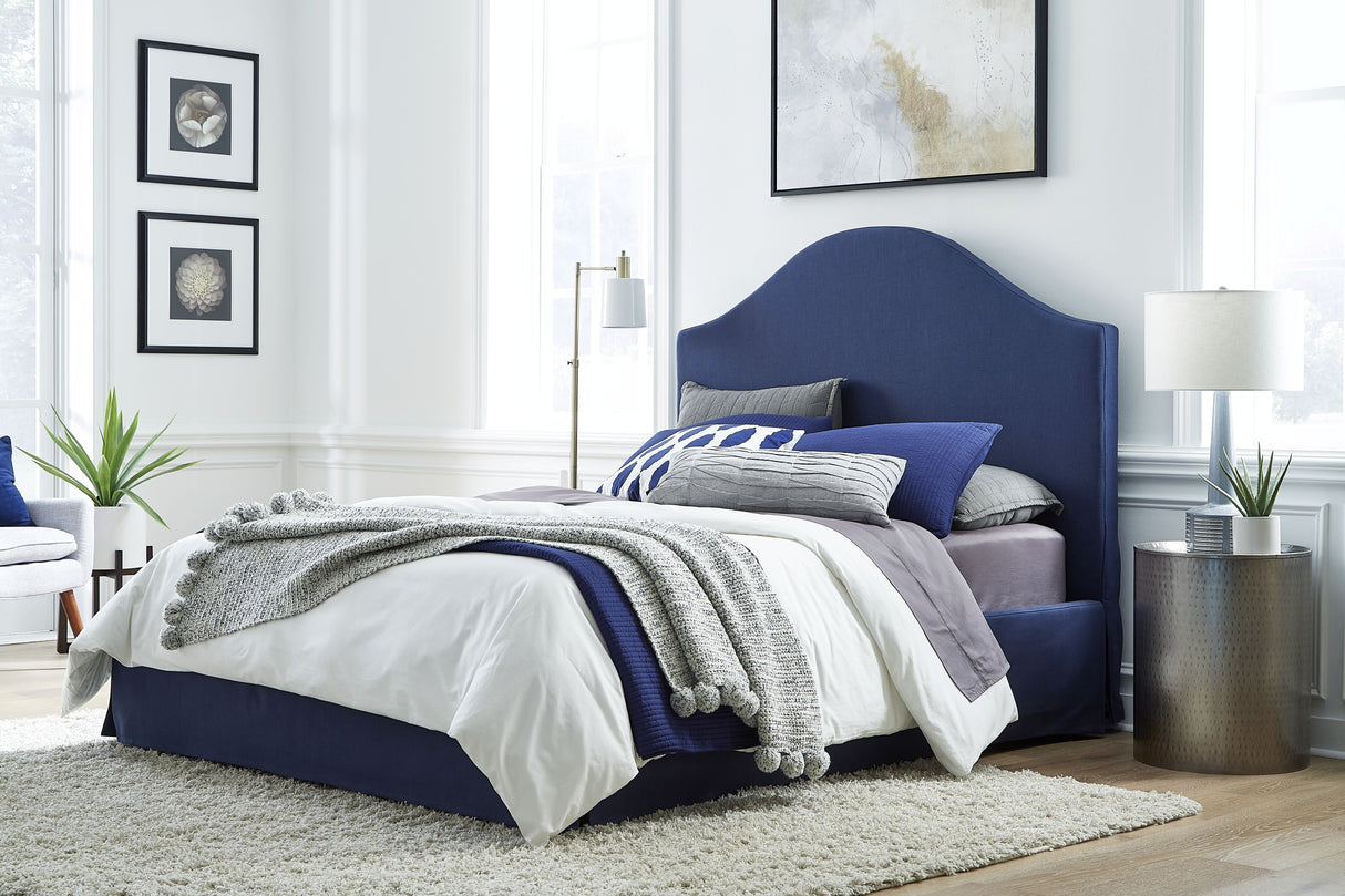 Sur Skirted Footboard California King Storage Panel Bed in Navy by Modus Furniture at Eve Furniture
