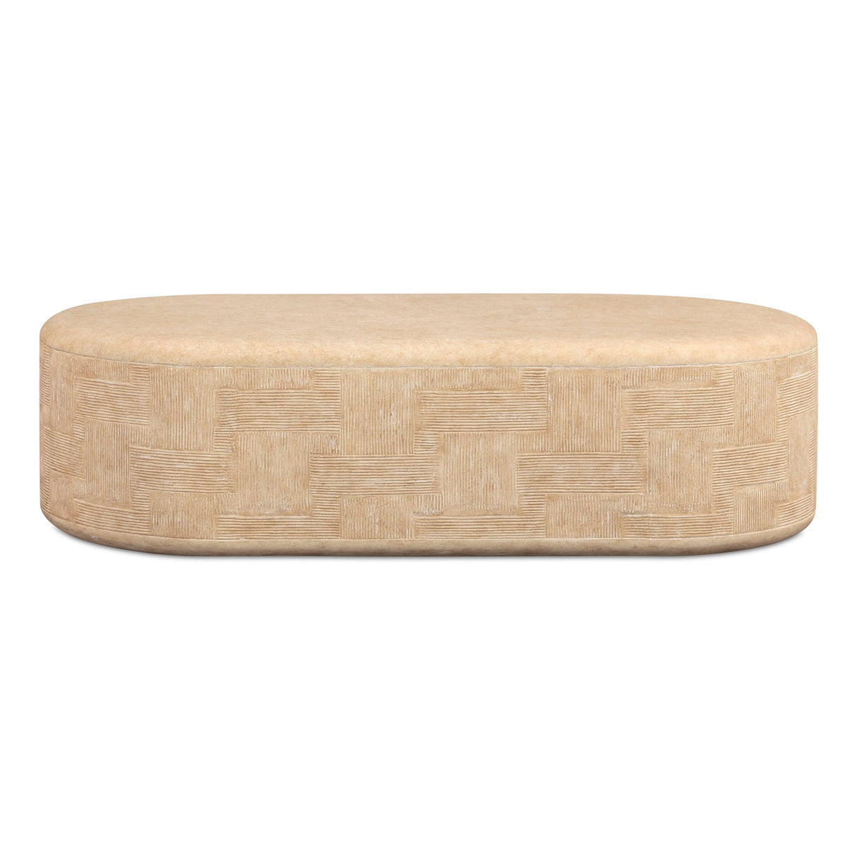 Suraya 55" Indoor/Outdoor Concrete Rounded Coffee Table by TOV Furniture at Eve Furniture