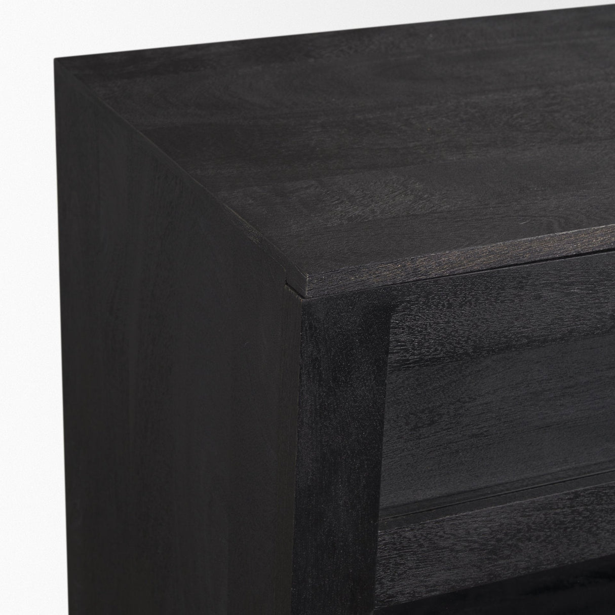 Suri Black Wood w/ Glass 4-Door Closed Sideboard by Mercana at Eve Furniture