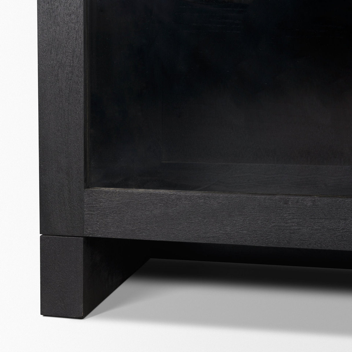 Suri Black Wood w/ Glass 4-Door Closed Sideboard by Mercana at Eve Furniture