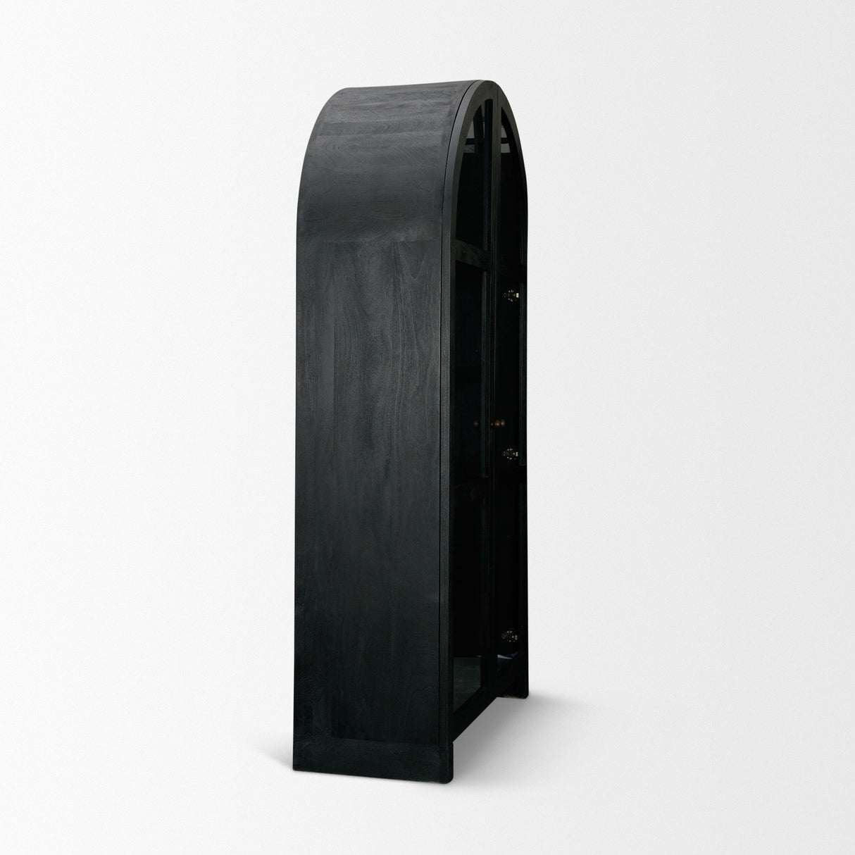 Suri Black Wood W/Glass Doors Arched Curio Cabinet by Mercana at Eve Furniture