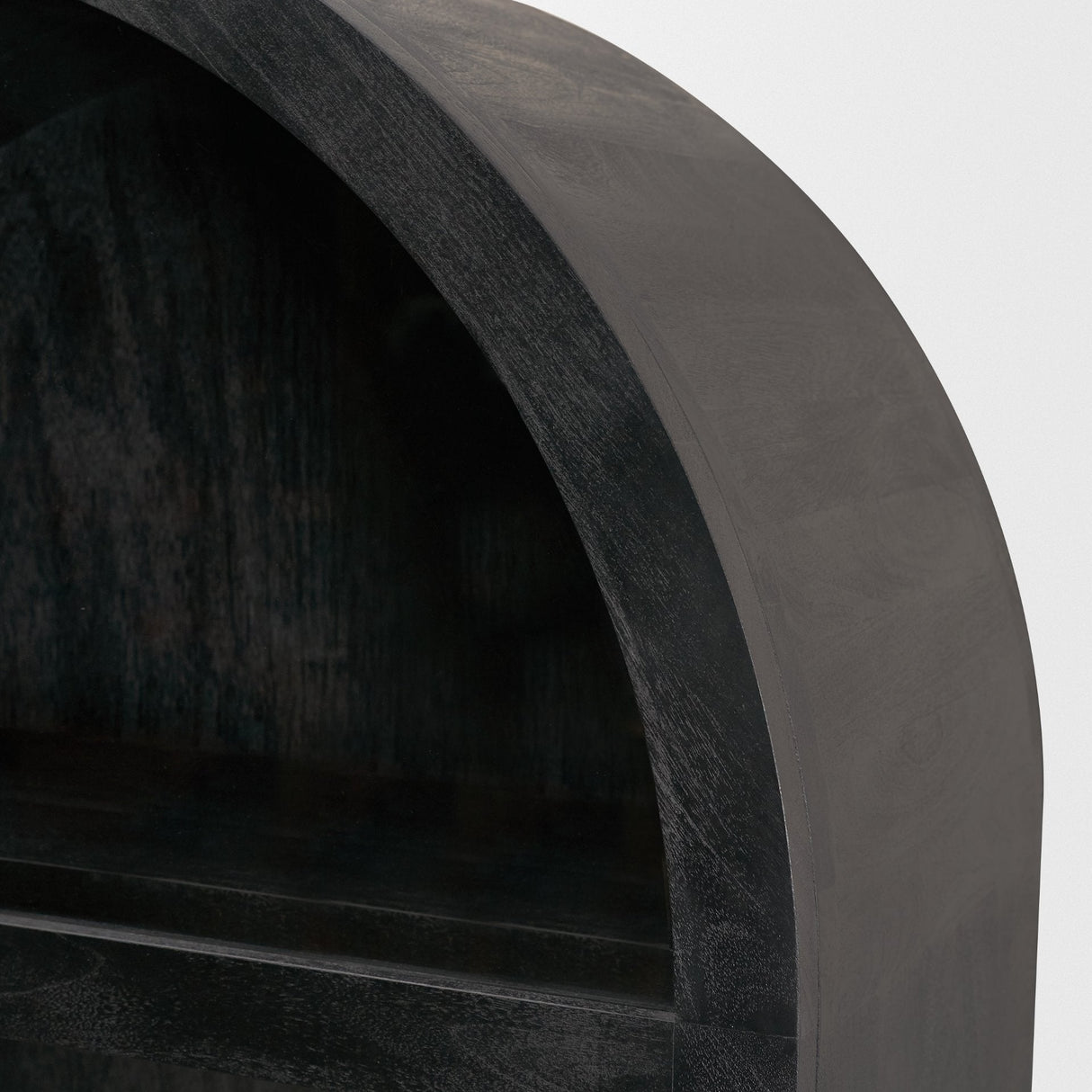 Suri Black Wood W/Glass Doors Arched Curio Cabinet by Mercana at Eve Furniture