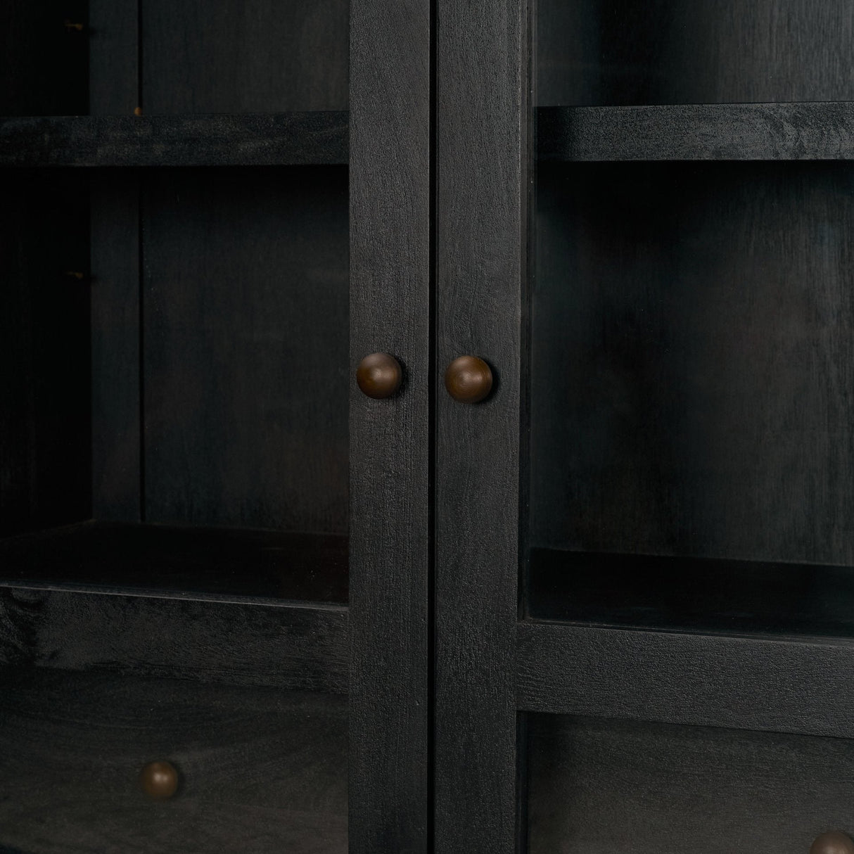 Suri Black Wood W/Glass Doors Arched Curio Cabinet by Mercana at Eve Furniture