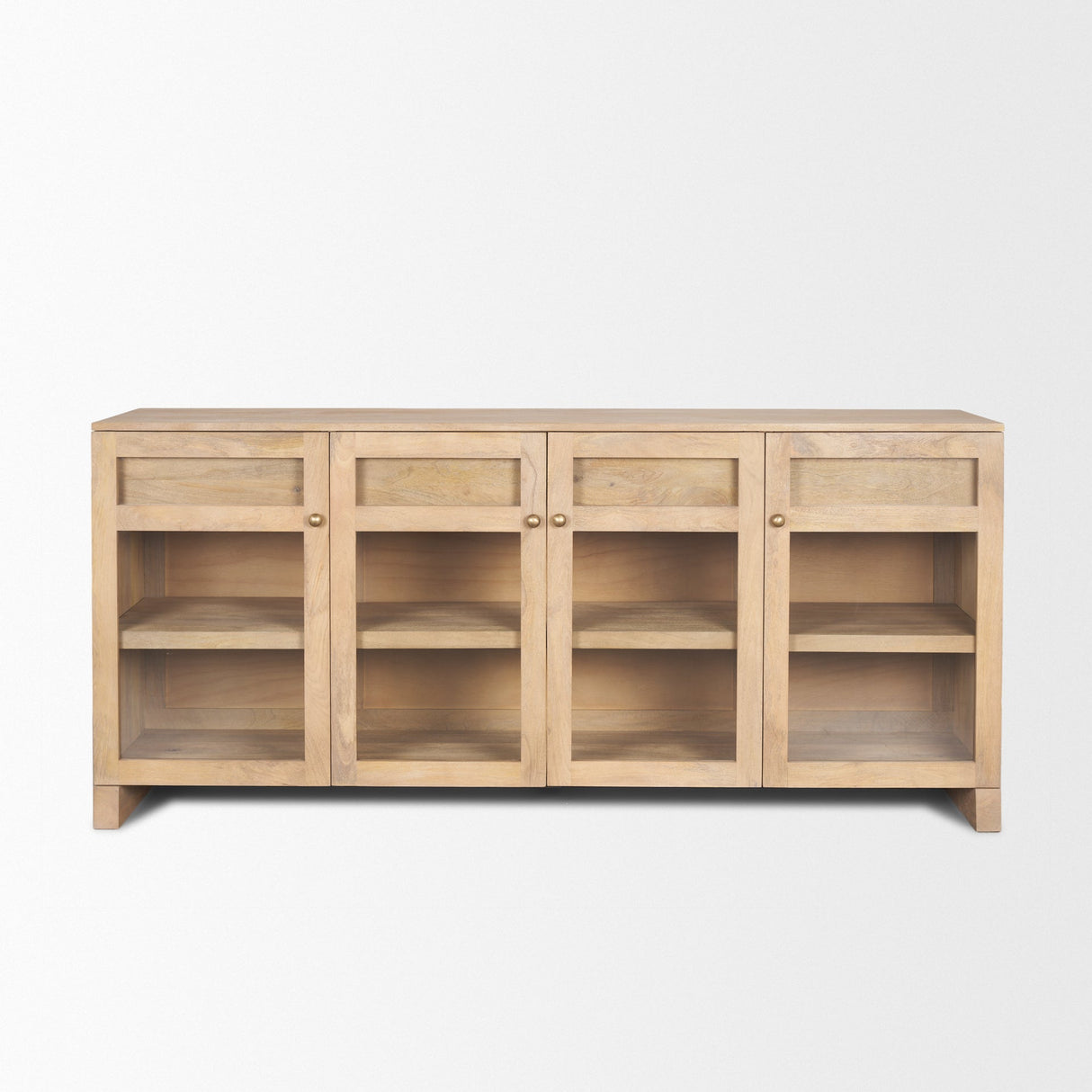 Suri Light Brown Wood w/ Glass Doors Sideboard by Mercana at Eve Furniture