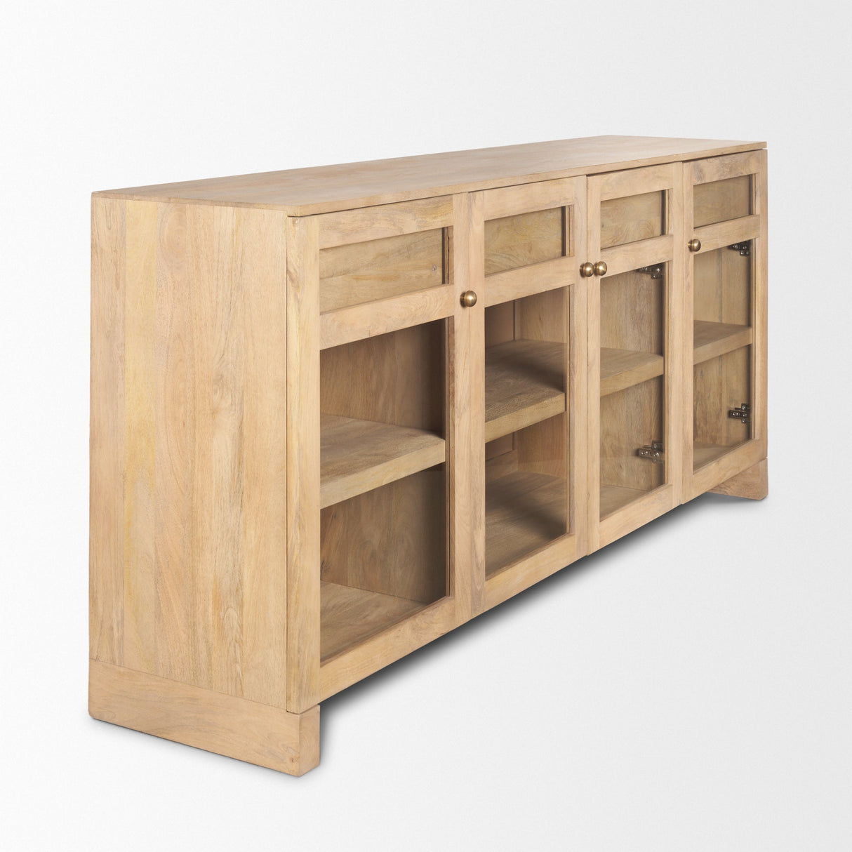 Suri Light Brown Wood w/ Glass Doors Sideboard by Mercana at Eve Furniture