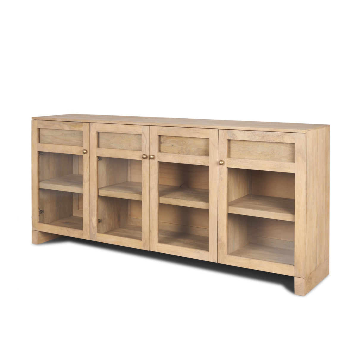 Suri Light Brown Wood w/ Glass Doors Sideboard by Mercana at Eve Furniture