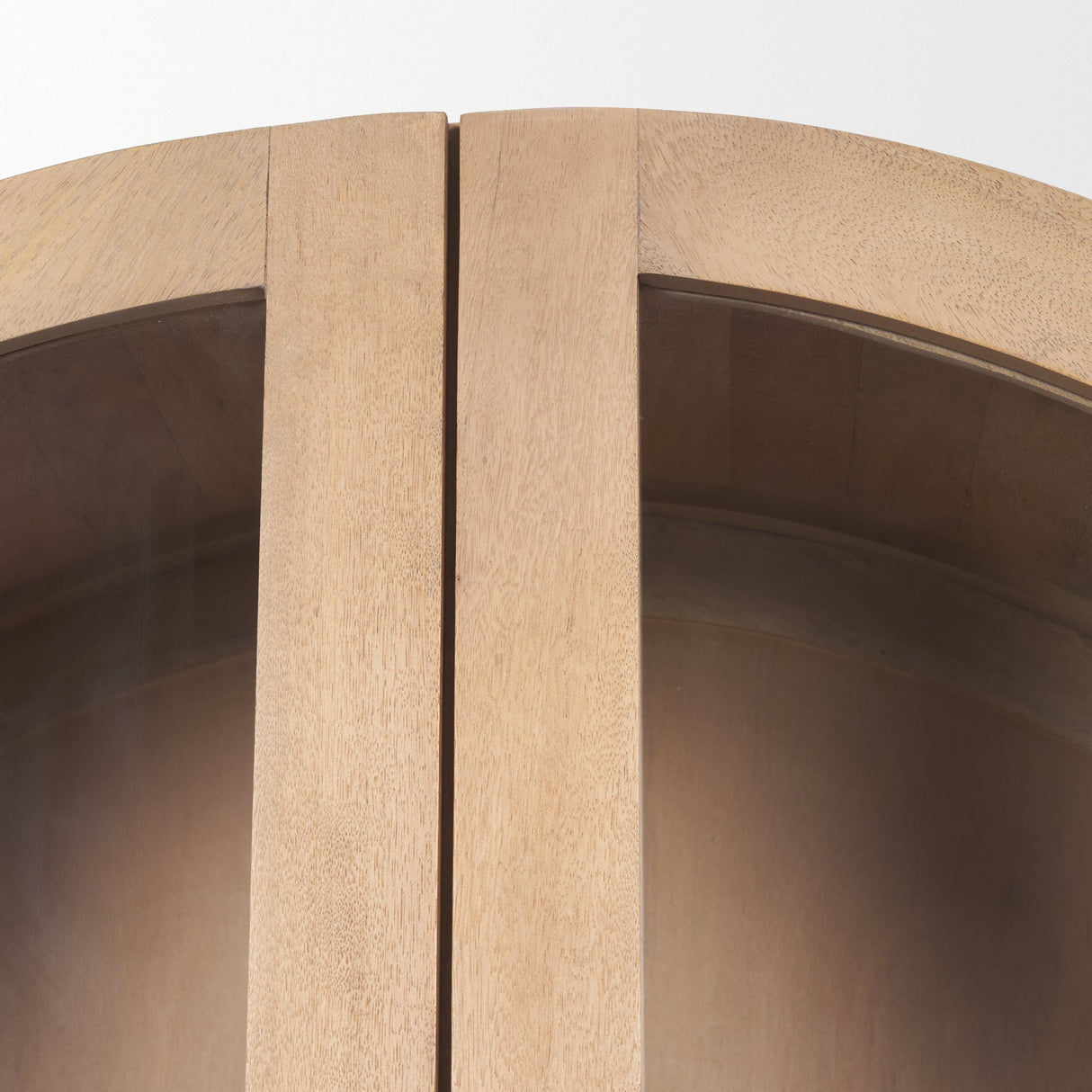 Suri Light Brown Wood W/Glass Doors Arched Curio Cabinet by Mercana at Eve Furniture