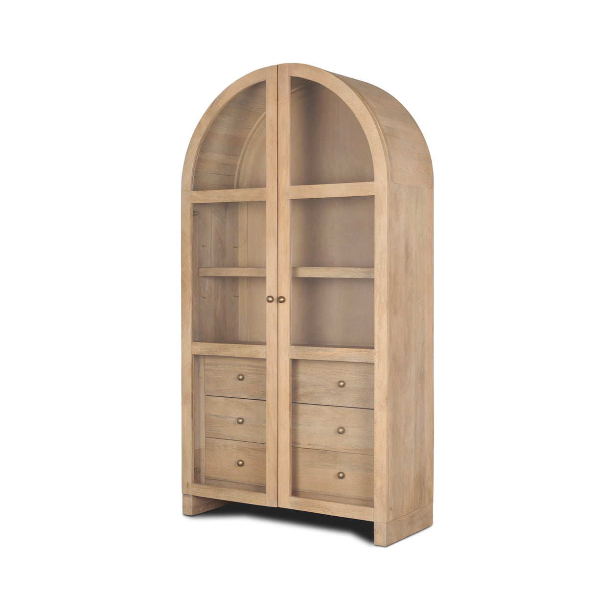 Suri Light Brown Wood W/Glass Doors Arched Curio Cabinet by Mercana at Eve Furniture