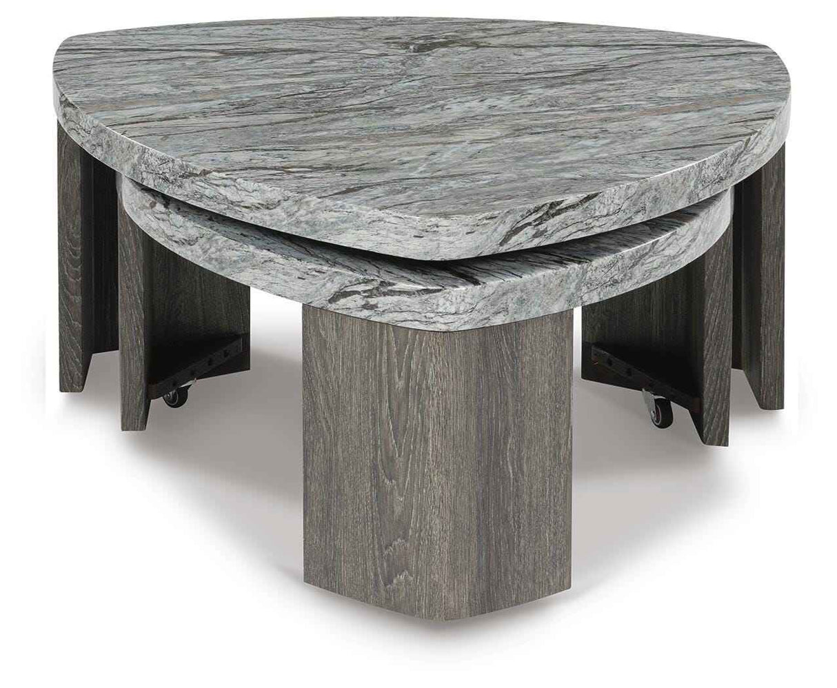 Surmour Gray/Brown Coffee Table and End Table by Ashley at Eve Furniture