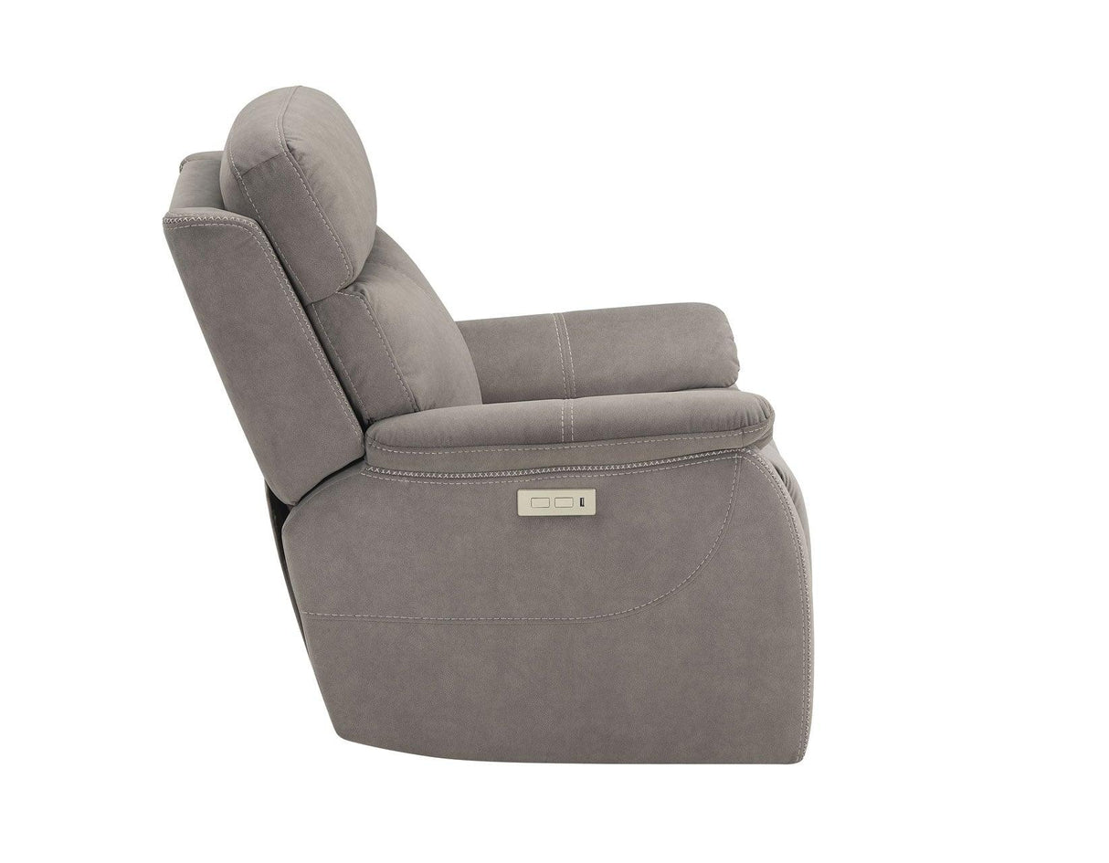 Surrey Taupe Vegan Leather Power Recliner by Steve Silver at Eve Furniture